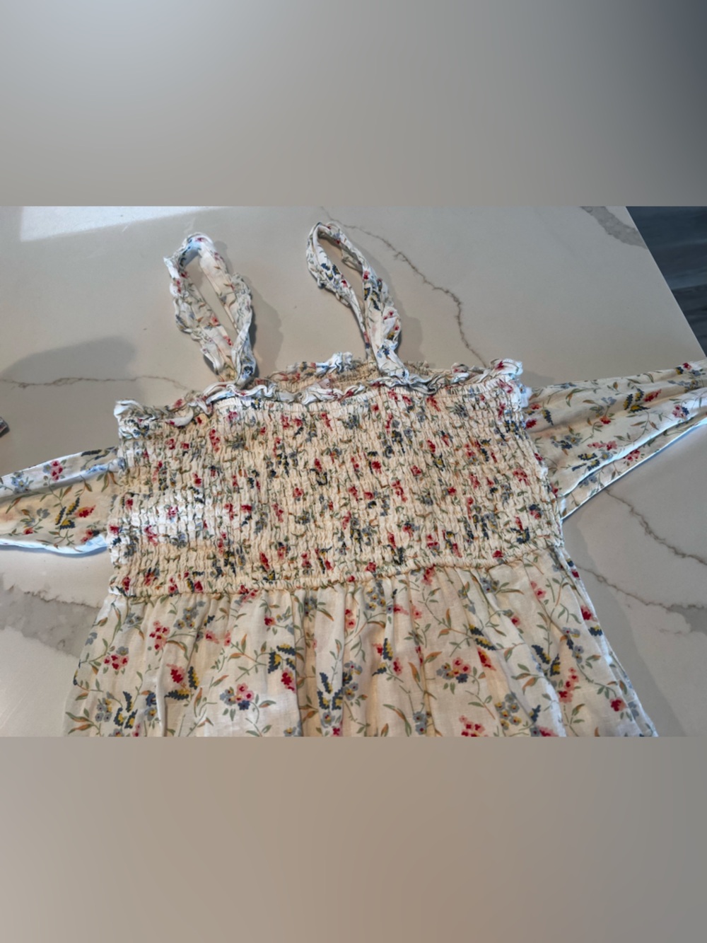 WINSTON WHITE Tahoe sundress in coral fleur print, cream base, size medium - Picture 7 of 12